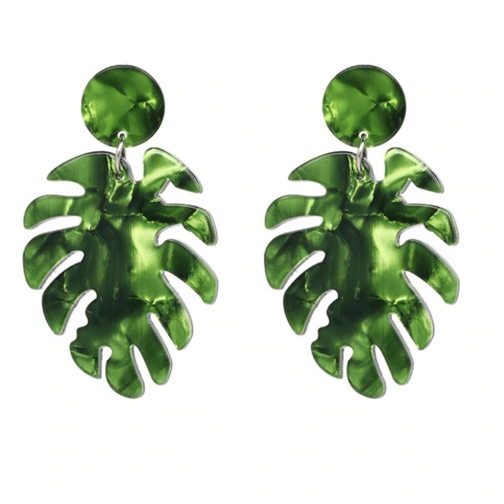 Monstera Leaf Drop Earrings